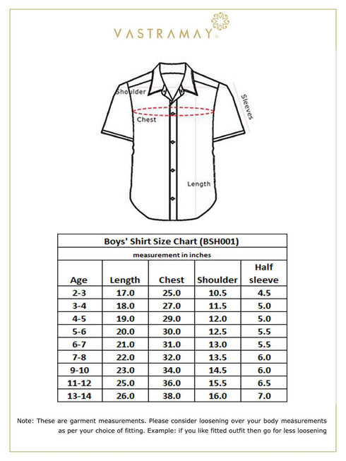 Boys' Parmesan Silk Short Sleeves Ethnic Shirt
